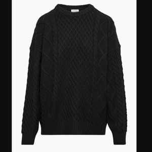 ARITZIA SUNDAY BEST Peggy Cable-Knit Merino Wool Sweater in Black